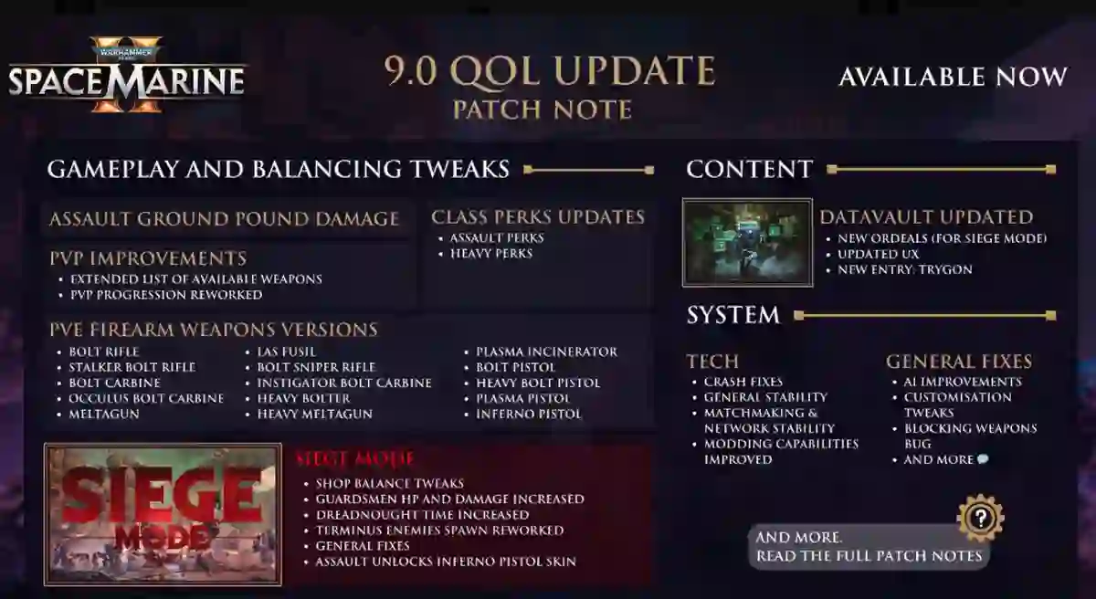 Warhammer 40K Space Marine 2 Update 1.009 Patch Notes (Patch 9)